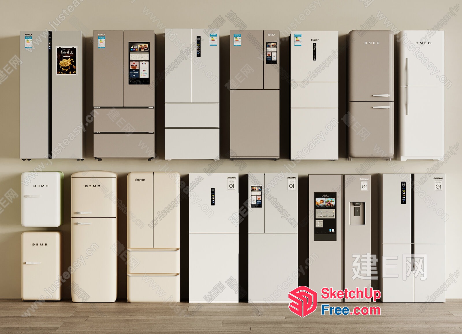 Modern Refrigerators In Various Styles And Sizes 3D SketchUp File