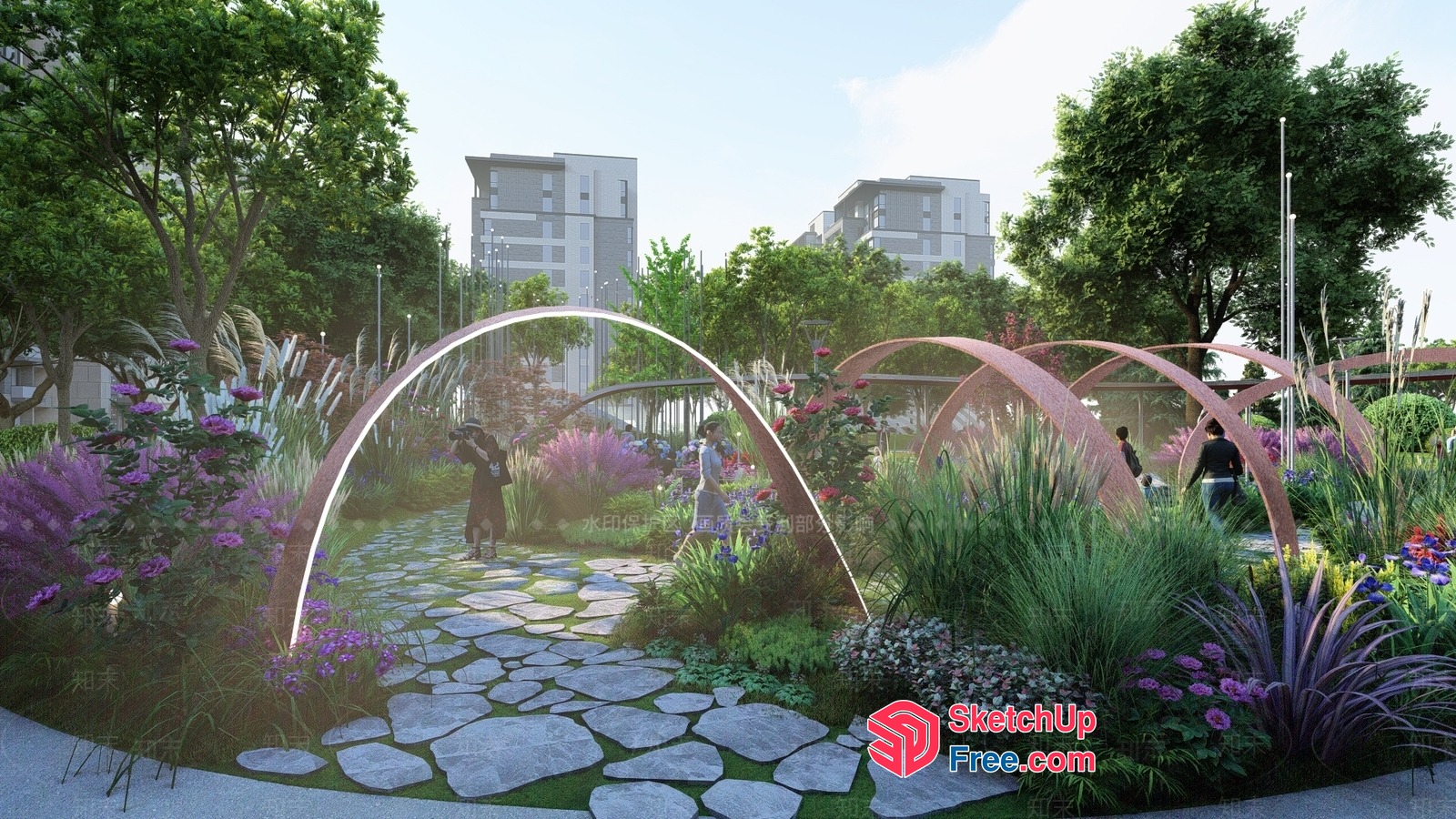 Serene Garden Oasis With Elegant Arches 3D SketchUp File