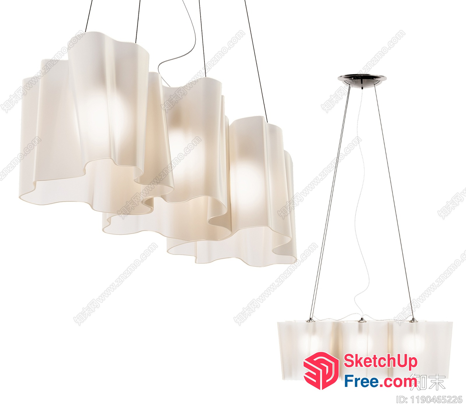 Modern White Fabric Ceiling Lighting Fixture 3D SketchUp File