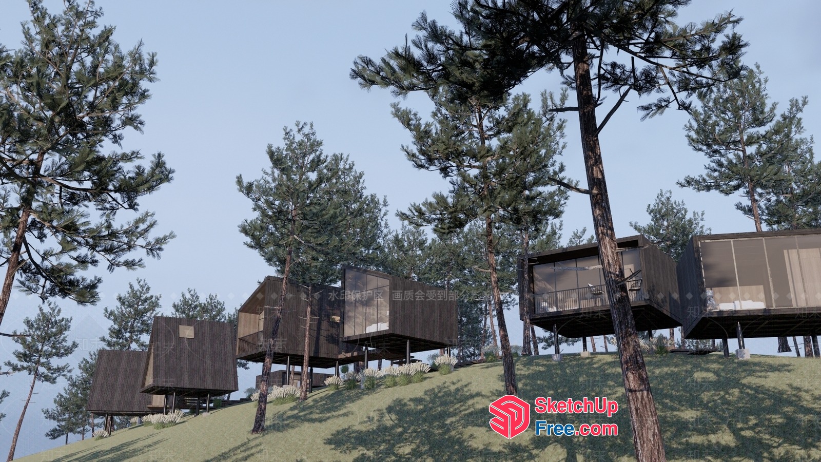 Modern Treehouse Villas In A Serene Forest Setting 3D SketchUp File