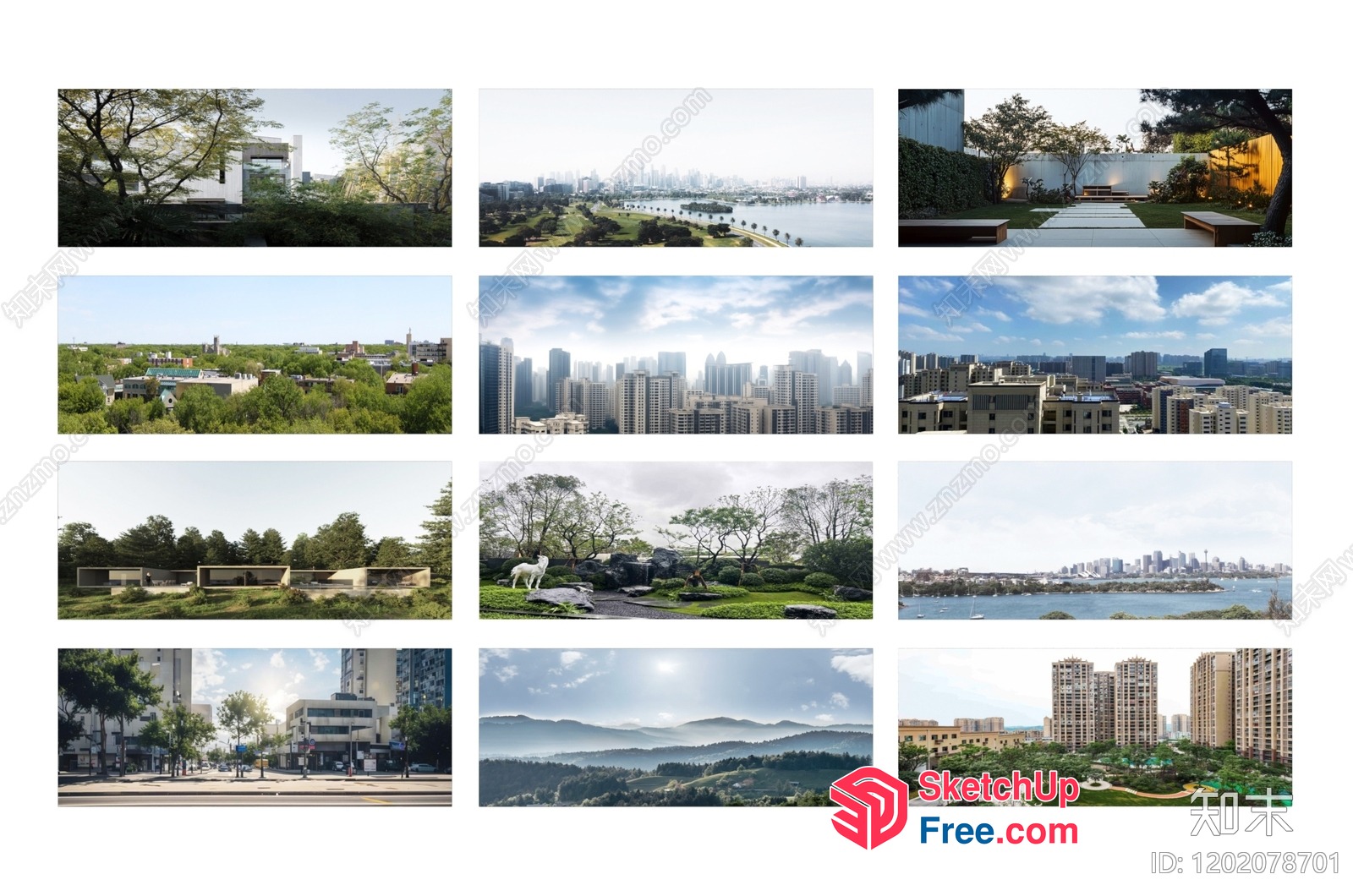 Modern Urban Landscape With Greenery And Architecture 3D SketchUp File