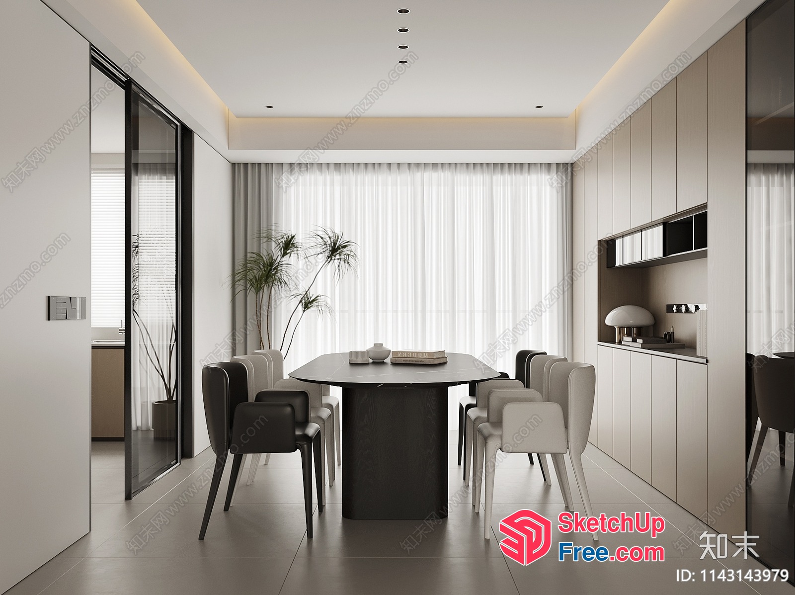 Modern Minimalist Dining Room With Sleek Furniture 3D SketchUp File