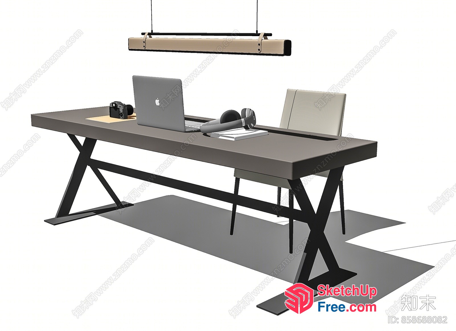 Modern Office Space With Desk And Laptop 3D SketchUp File