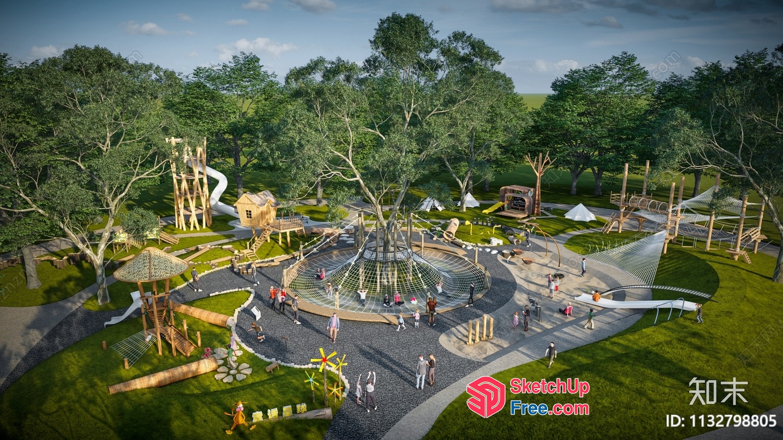 Colorful Outdoor Playground With Various Play Equipment 3D SketchUp File