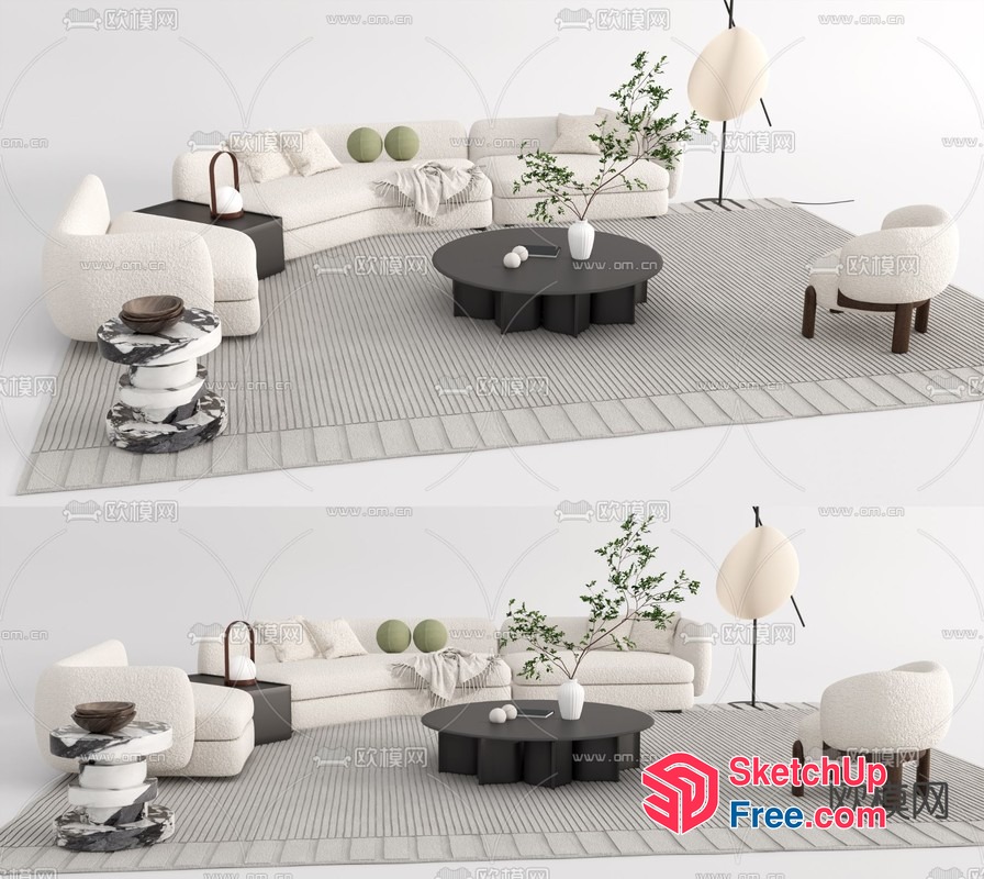 Modern Minimalist Living Room Furniture Set 3D SketchUp File
