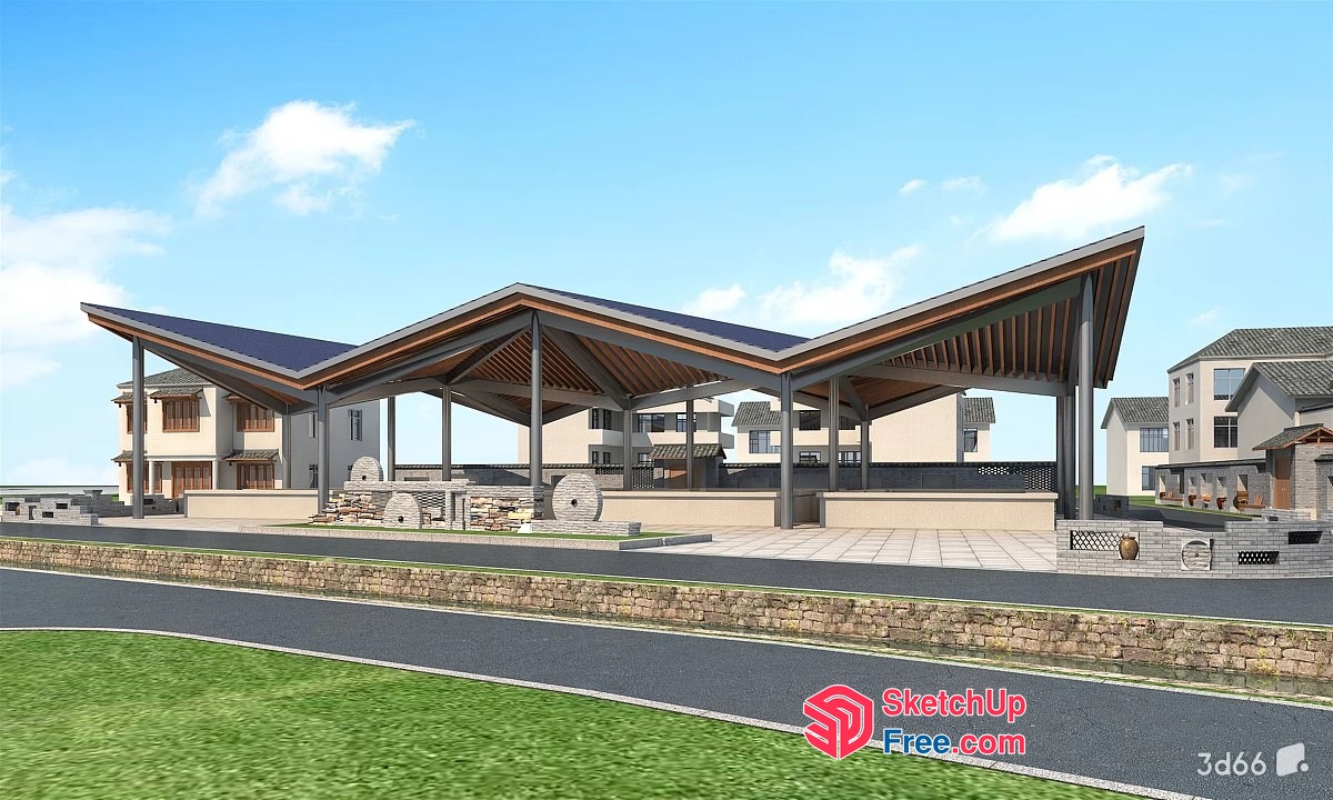 Asian Style Pavilion Building 3D SketchUp File