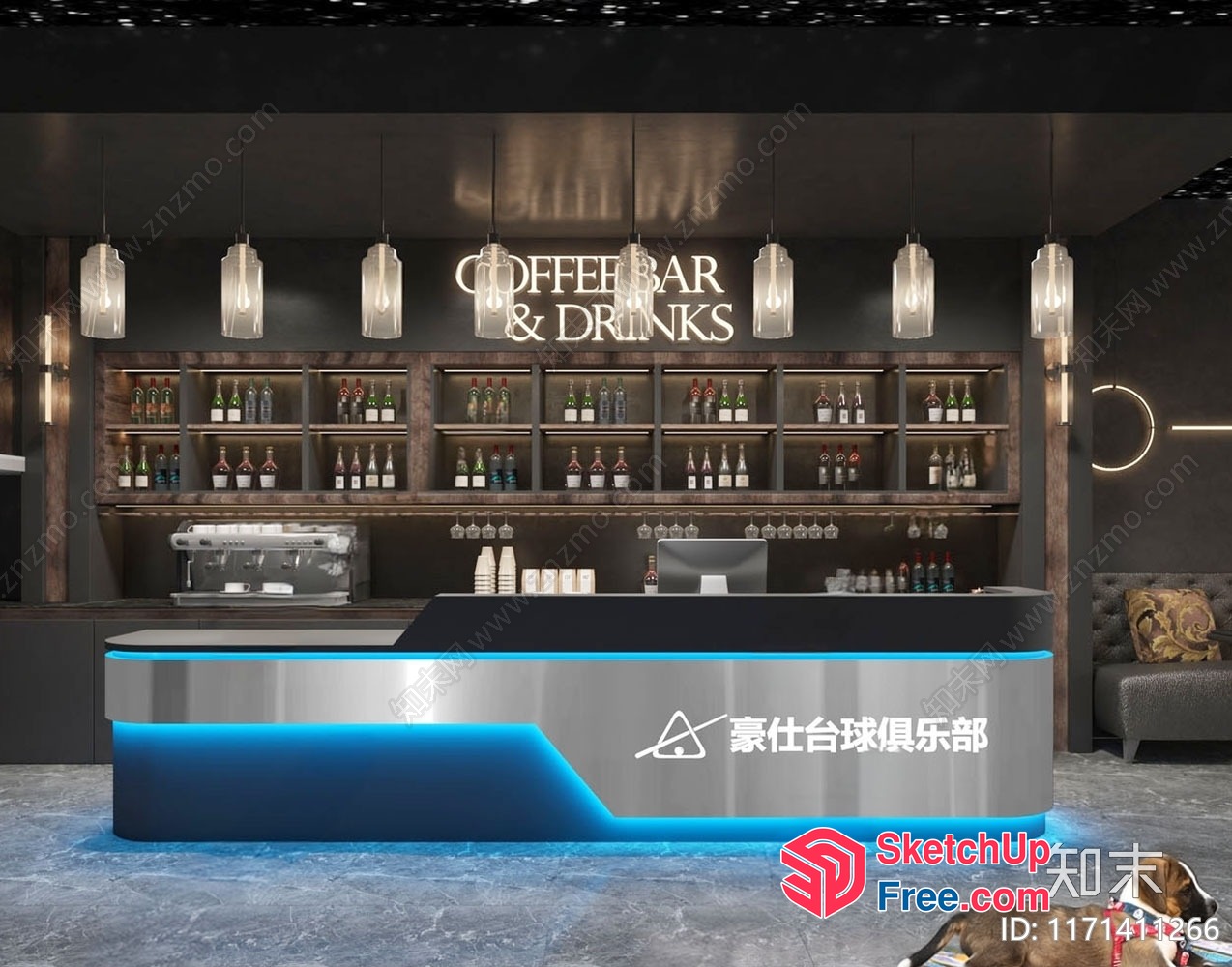 Modern Coffee Shop Interior Design 3D SketchUp File