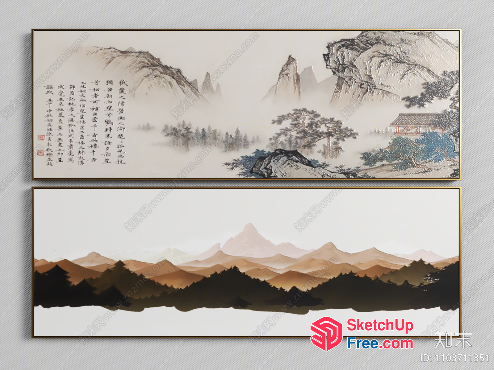 Asian-Inspired Mountain Landscape Art 3D SketchUp File