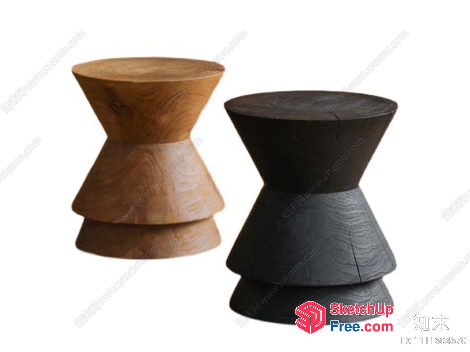 Simple Wooden And Black Stools 3D SketchUp File