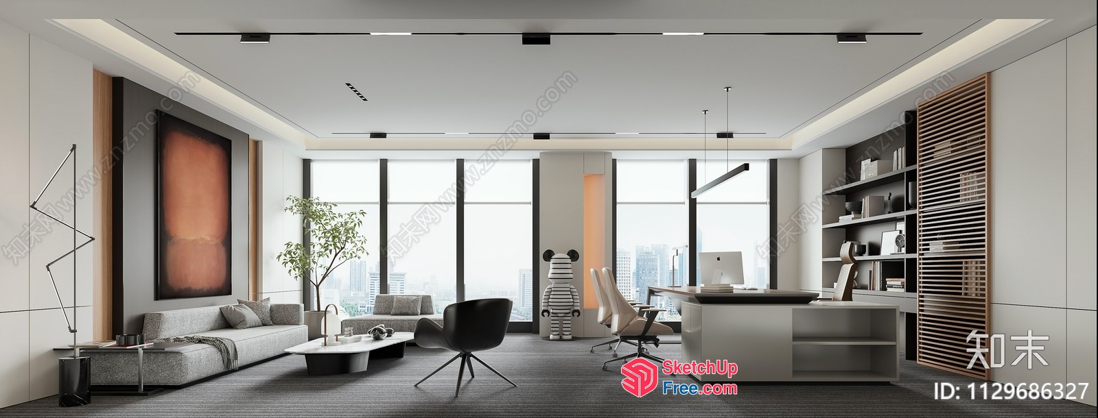 Modern Office Space With Minimalist Furniture 3D SketchUp File