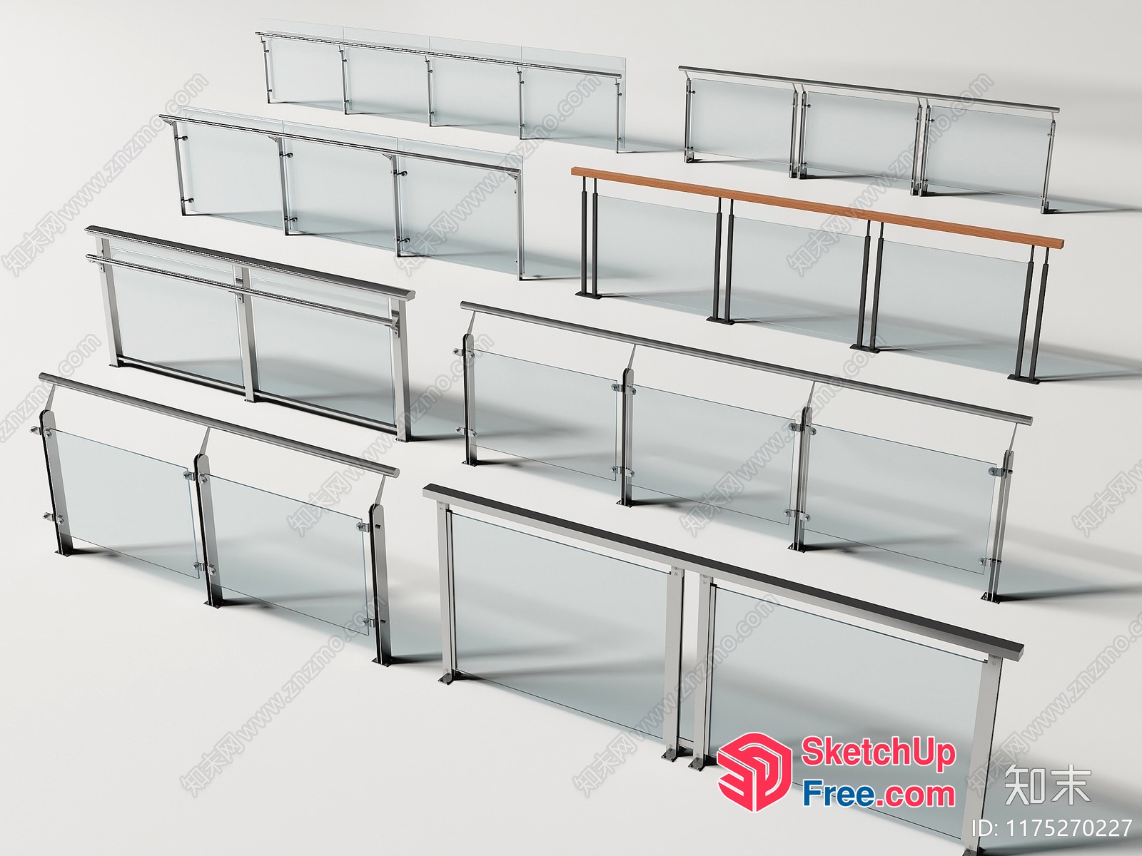 Staircase Railing With Glass Panels 3D SketchUp File