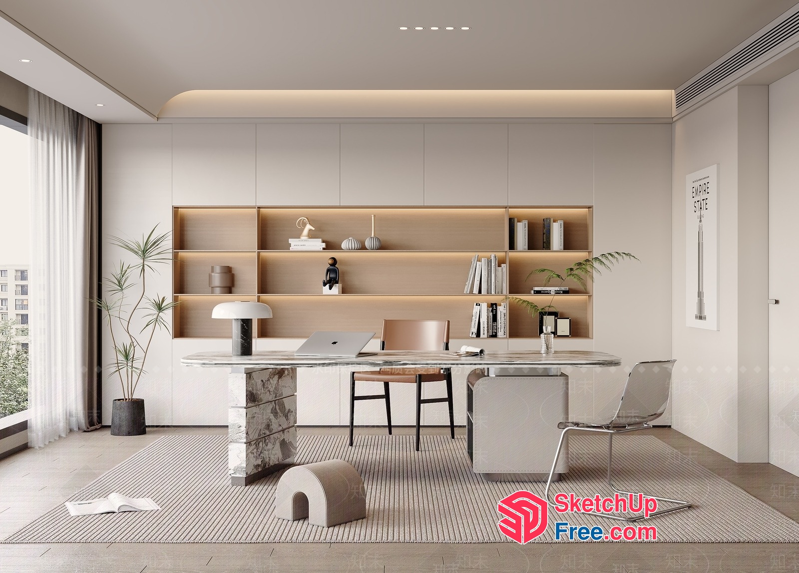 Modern Office Space With Sleek Furniture And Natural Light 3D SketchUp File