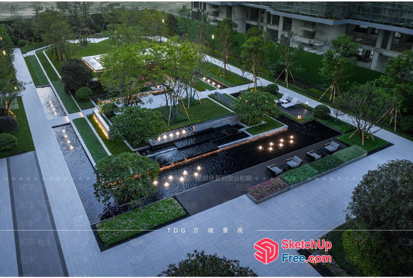 Serene Water Feature Garden 3D SketchUp File