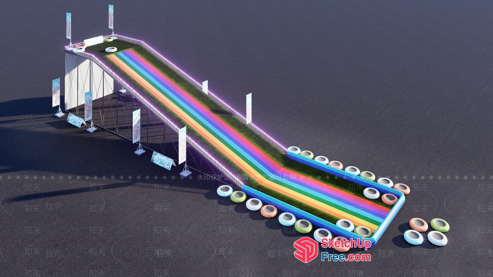 Colorful Rainbow Track For Outdoor Fun 3D SketchUp File