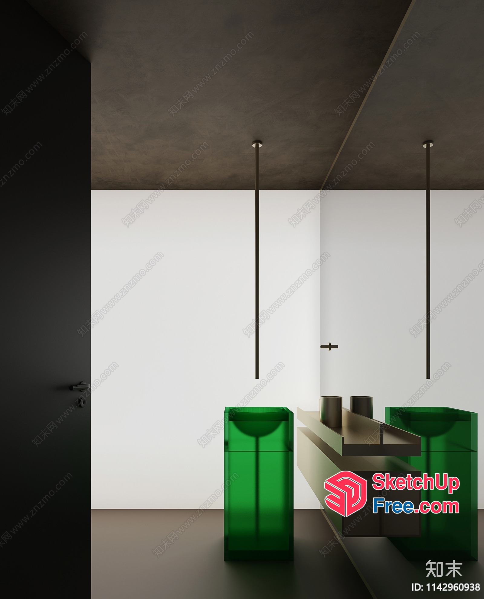 Modern Minimalist Interior Design With Green And Black Accents 3D SketchUp File