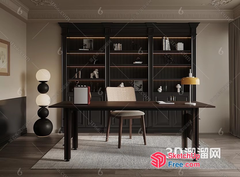 Elegant And Sophisticated Office Space With Classic Moulding 3D SketchUp File