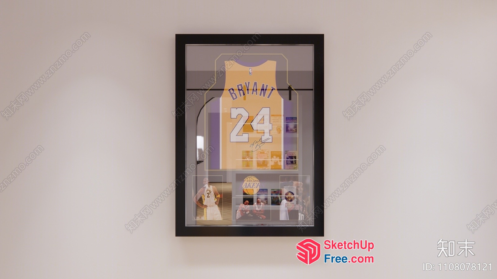 Framed Kobe Bryant Jersey With Decorative Elements 3D SketchUp File