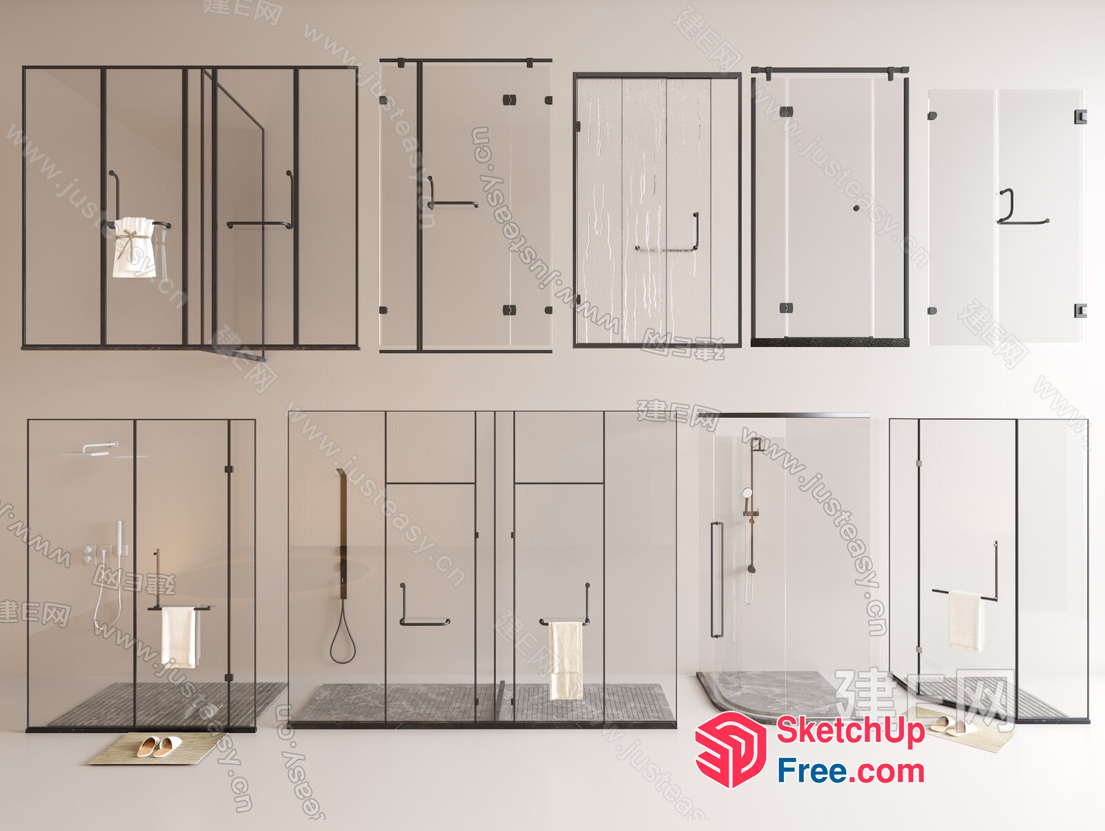 Bathroom Shower Enclosures In Various Styles 3D SketchUp File