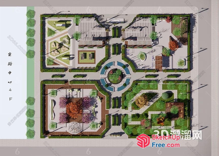 3D Rendering Of A Large Outdoor Park With Various Structures 3D SketchUp File