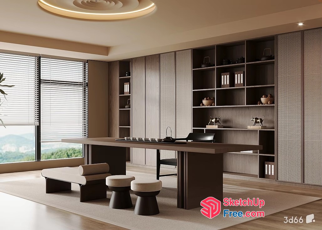 Elegant Modern Office Interior With Minimalist Decor 3D SketchUp File