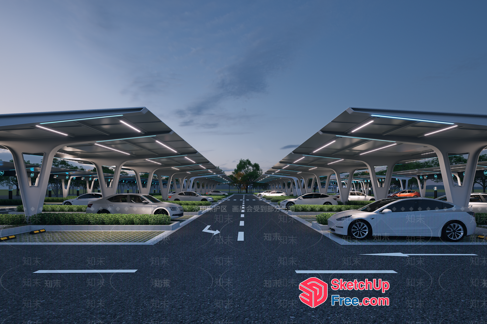 Solar-Powered Carport Complex 3D SketchUp File