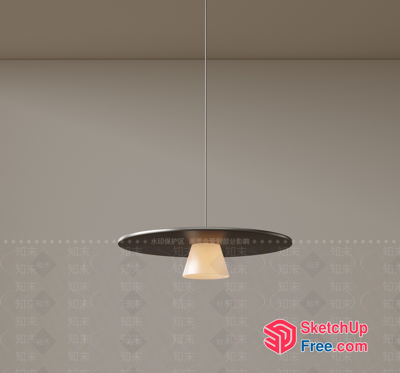 Minimalist Hanging Light Fixture With Creamy Shade 3D SketchUp File