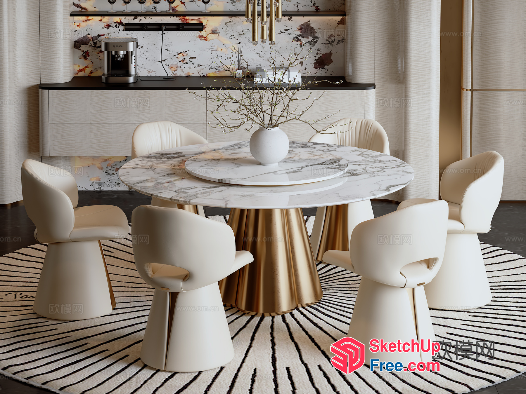 Modern Elegant Dining Room Interior 3D SketchUp File