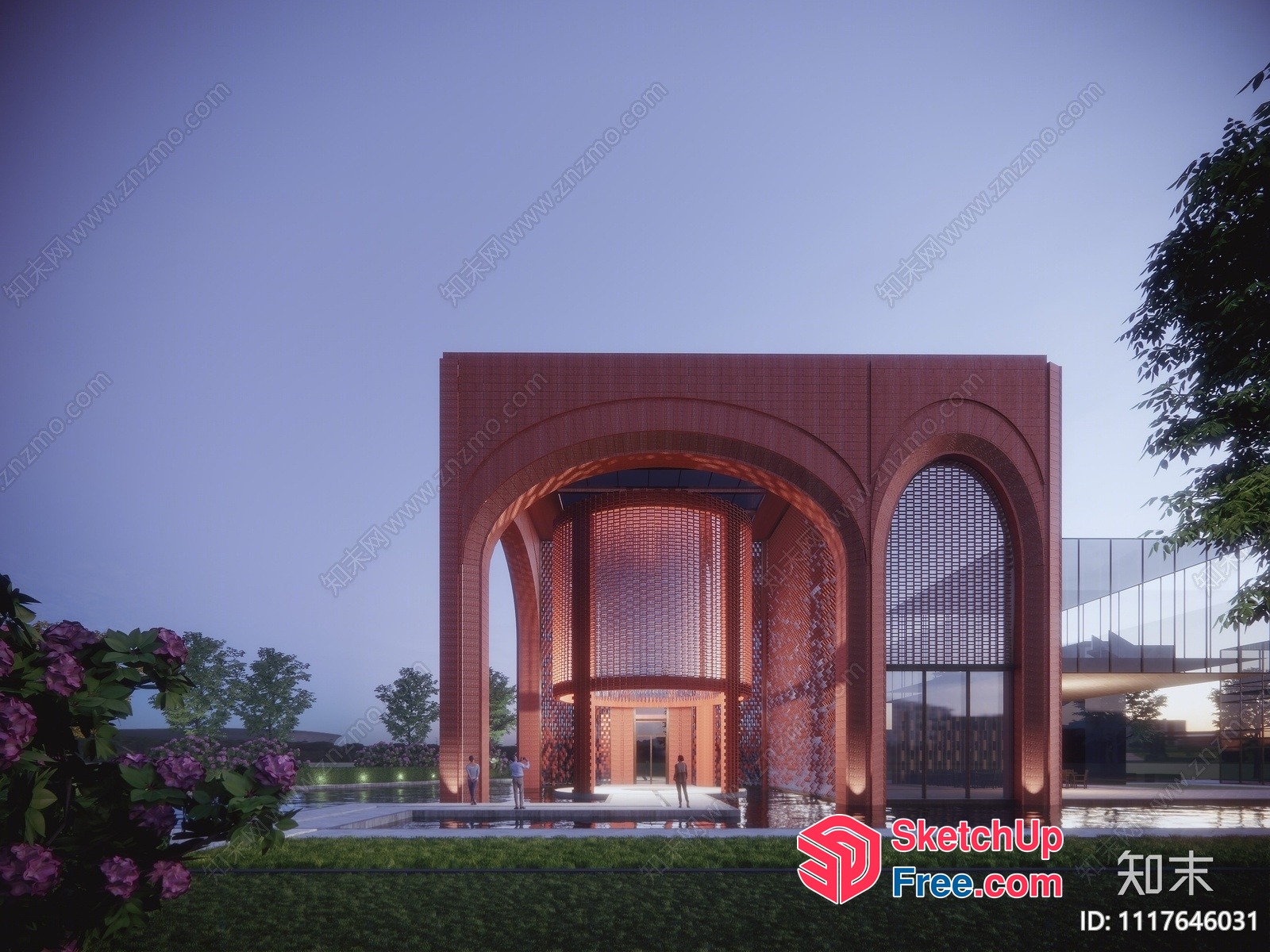Modern Architecture Building With Arched Entrance 3D SketchUp File