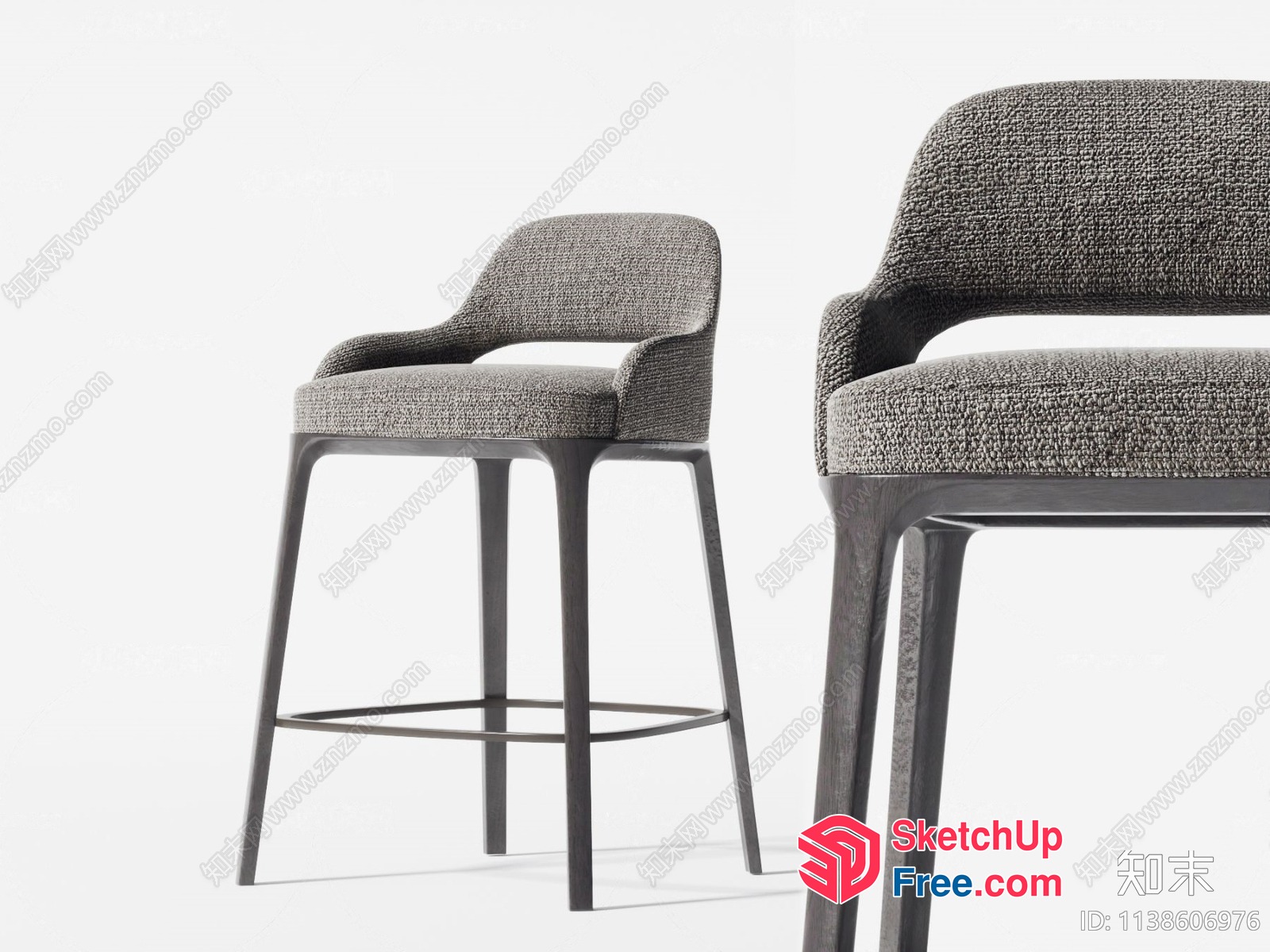 Modern Bar Chairs With Upholstered Seats And Backrests 3D SketchUp File