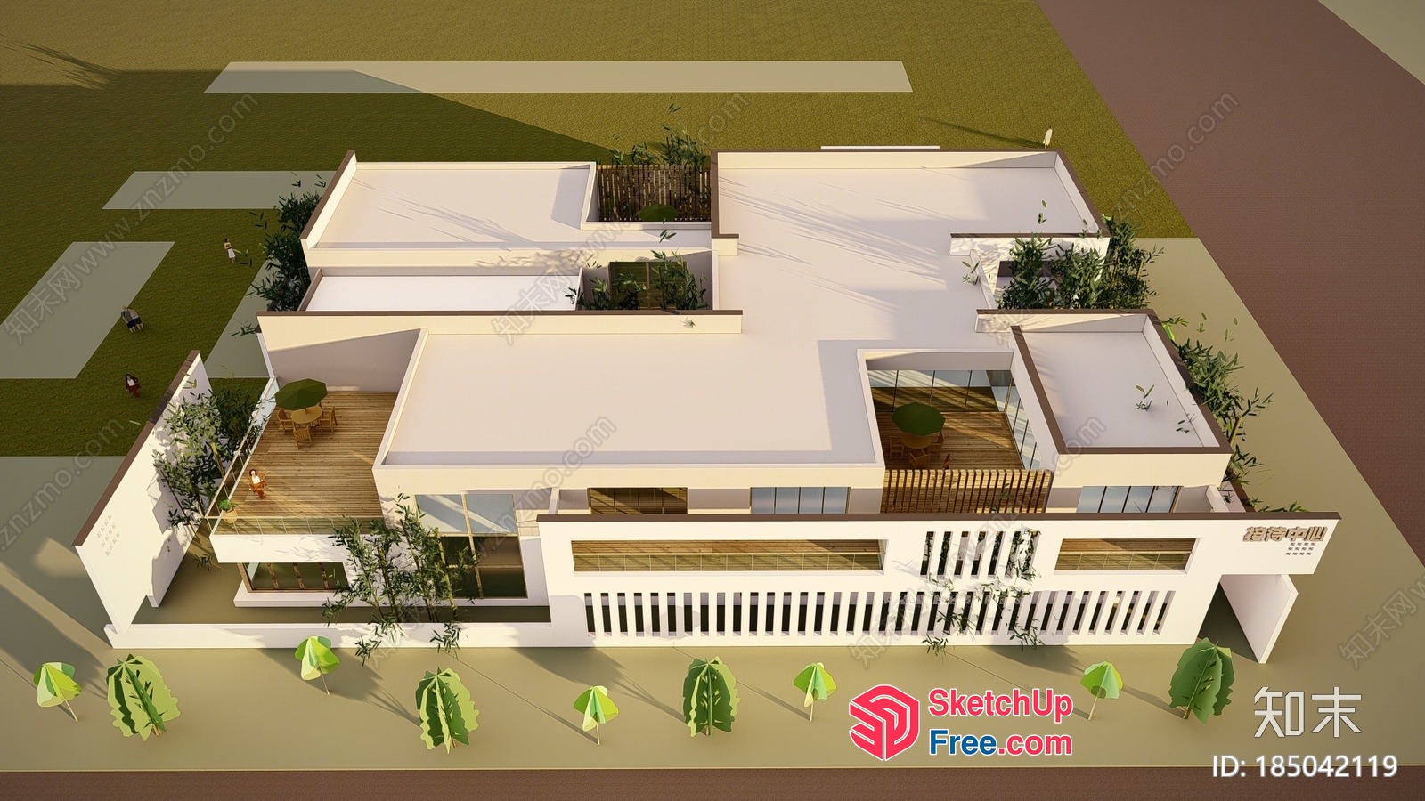 Modern Villa With Balcony And Rooftop Garden 3D SketchUp File