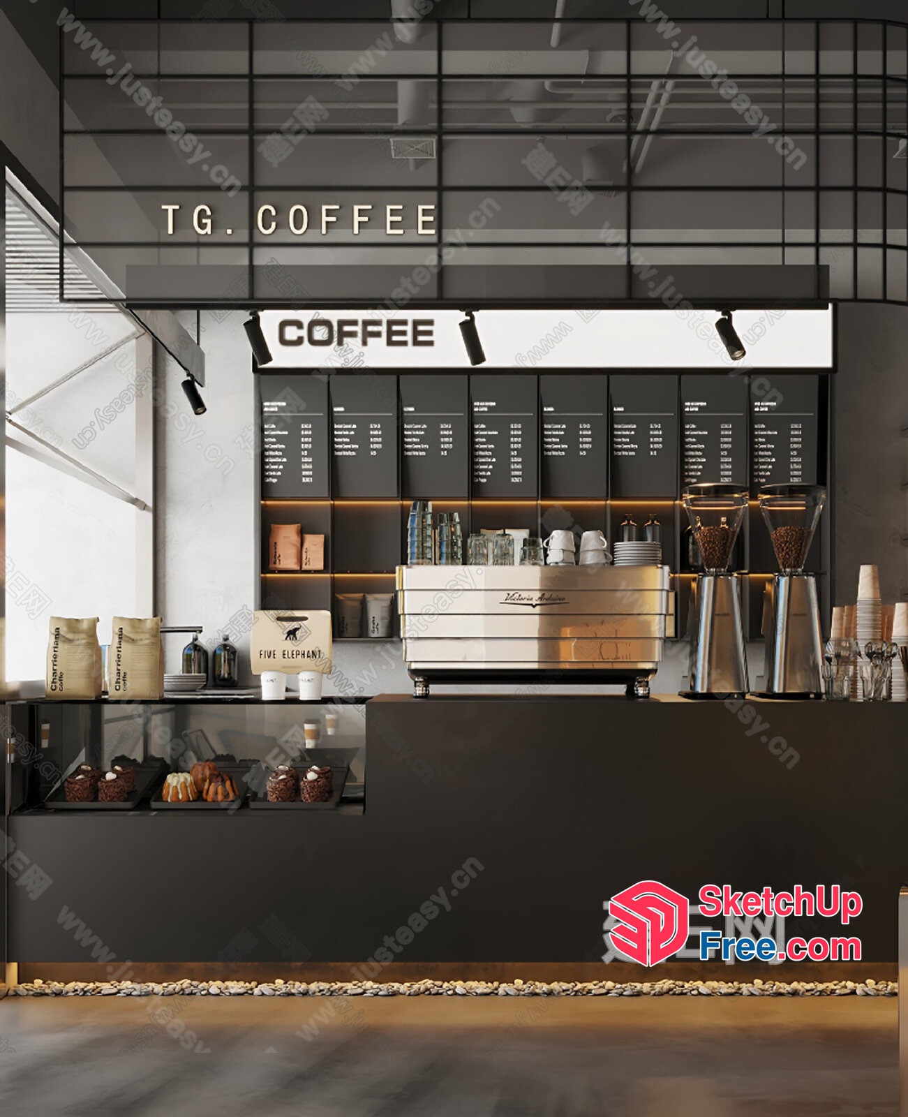 Coffee Shop Interior With Modern And Sleek Design 3D SketchUp File