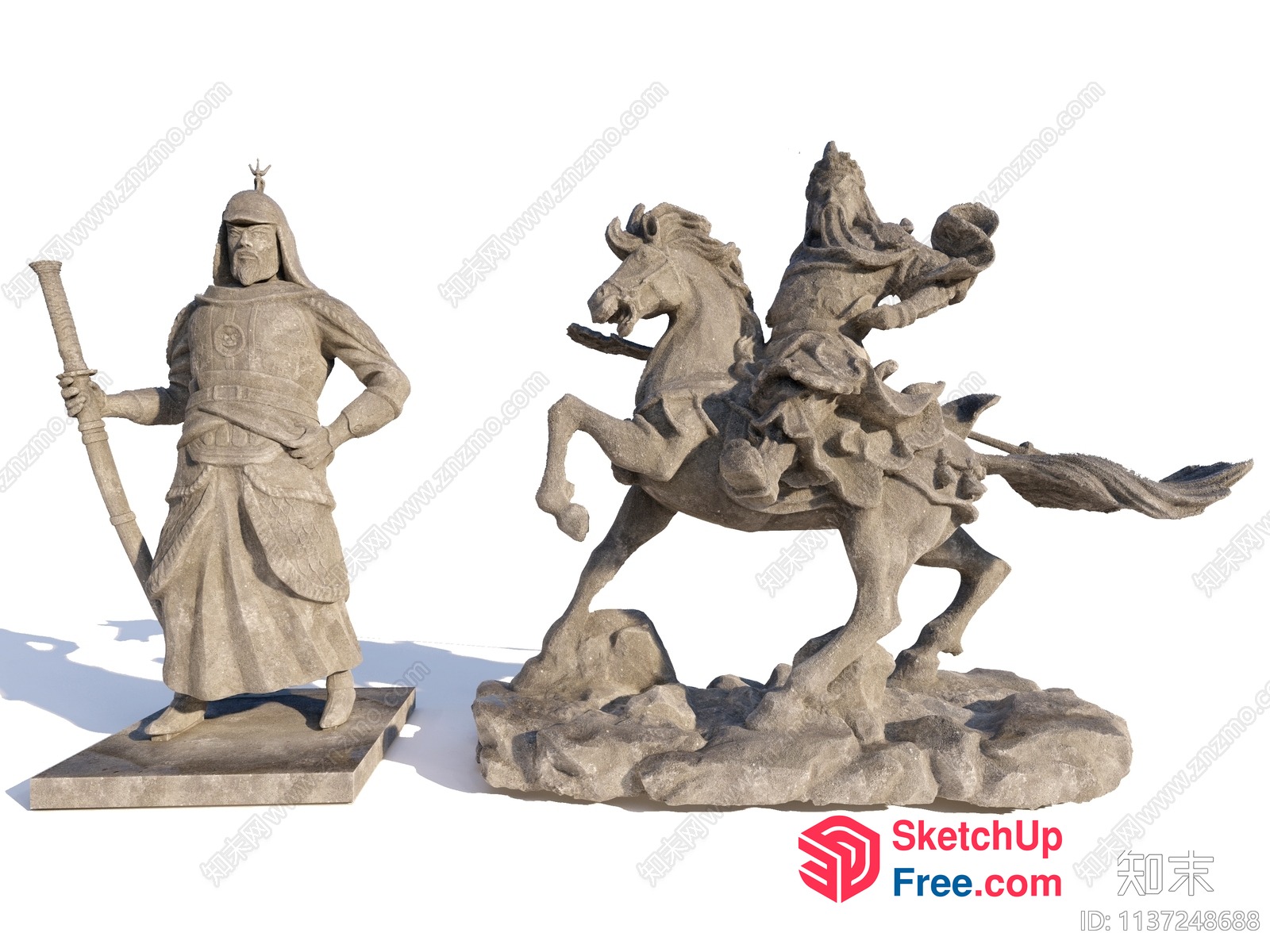 Stone Statue Of A Man And A Horse 3D SketchUp File