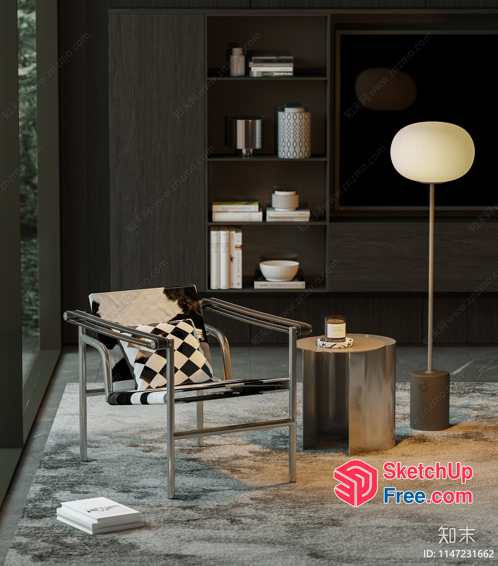 Modern Industrial Style Living Room With Sleek Furniture 3D SketchUp File