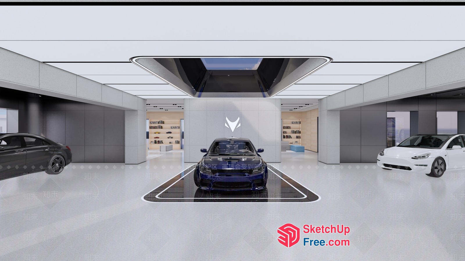 Modern Car Showroom Interior Design 3D SketchUp File