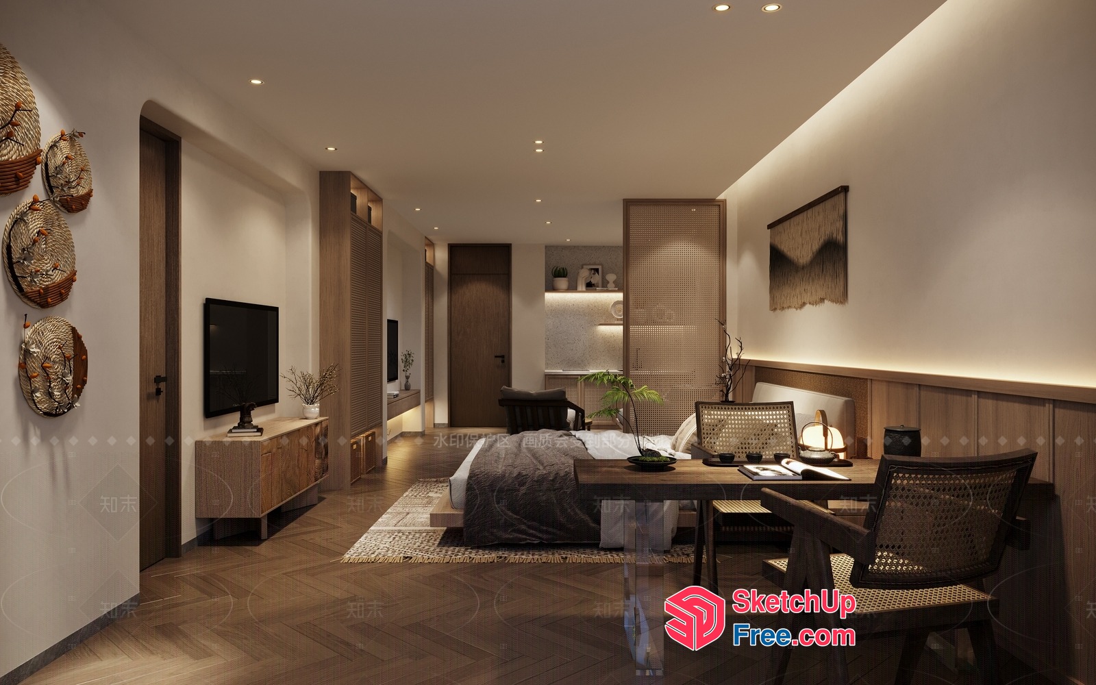 Modern Japanese-Inspired Home Interior 3D SketchUp File