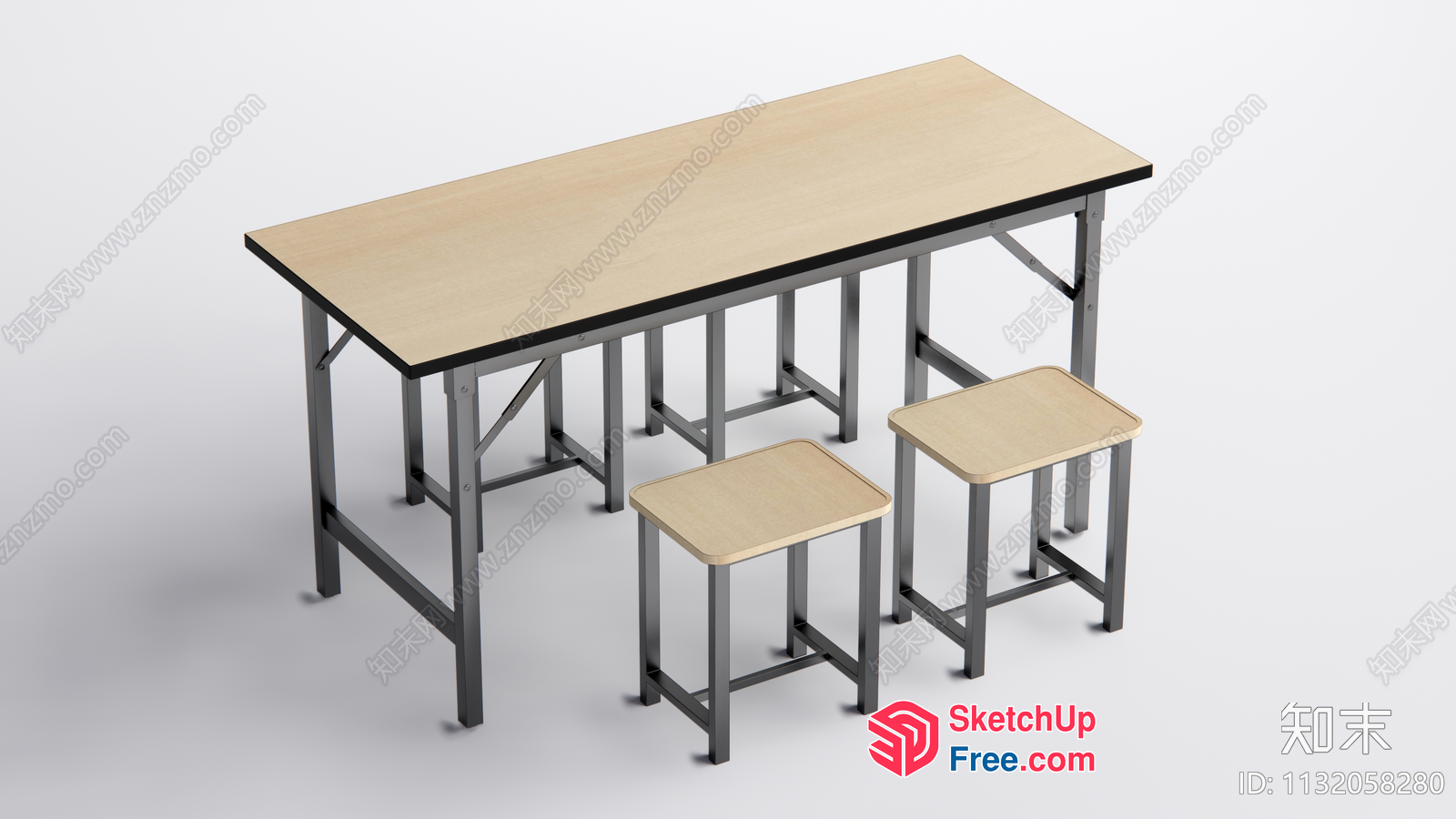 Modern Table And Stool Set 3D SketchUp File