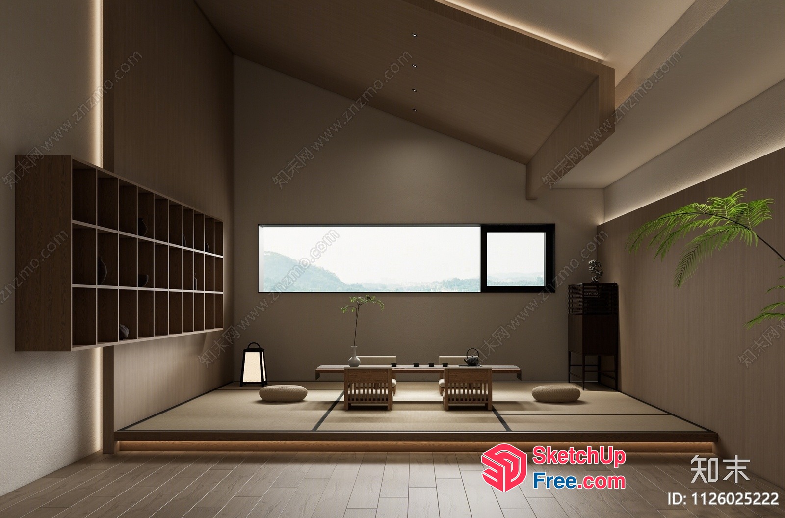 Minimalist Japanese-Style Room With Natural Light And Calm Ambiance 3D SketchUp File