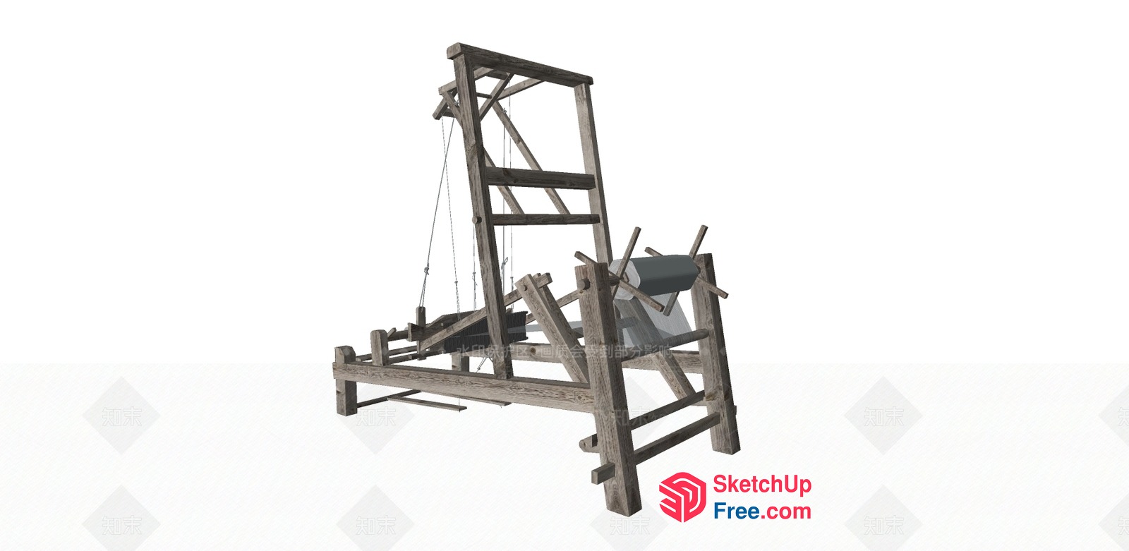 Wooden Medieval Siege Engine 3D SketchUp File