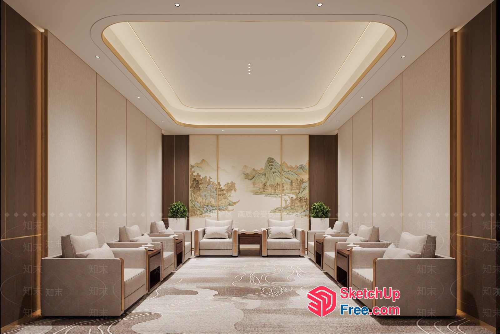 Elegant And Modern Lounge Area 3D SketchUp File