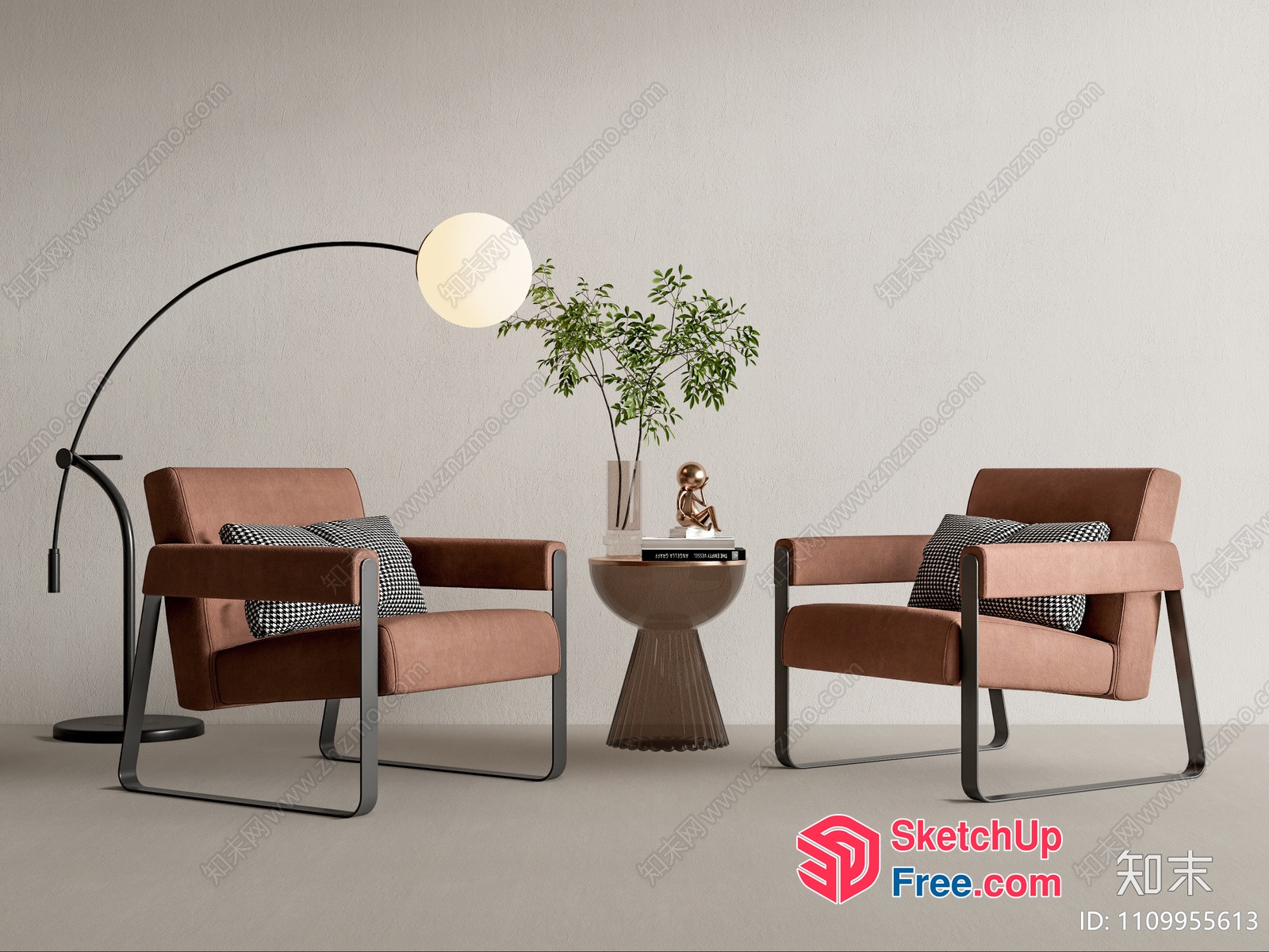 Minimalist Style Living Room Furniture Set With Elegant Lighting 3D SketchUp File