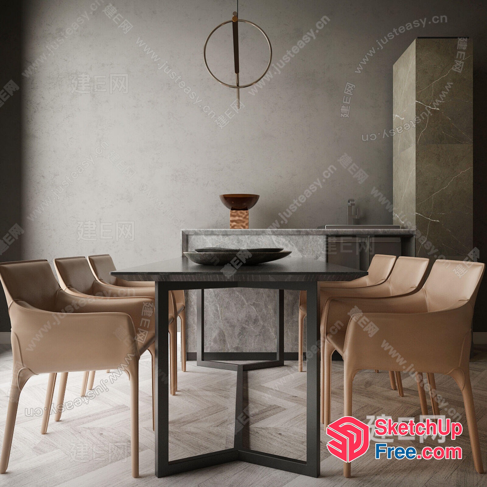 Modern Minimalist Dining Room Interior 3D SketchUp File