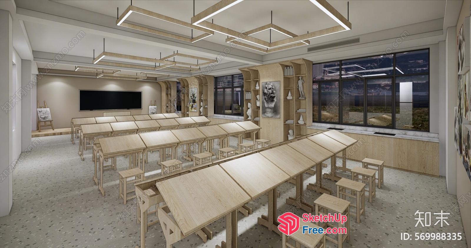 Modern Minimalist Classroom Interior 3D SketchUp File