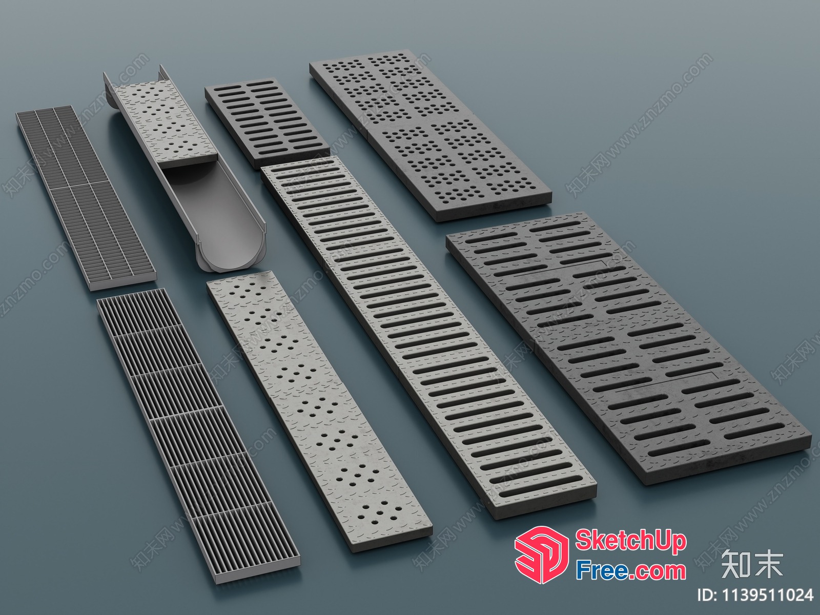 Rectangular Metal Grates With Holes And Bars 3D SketchUp File