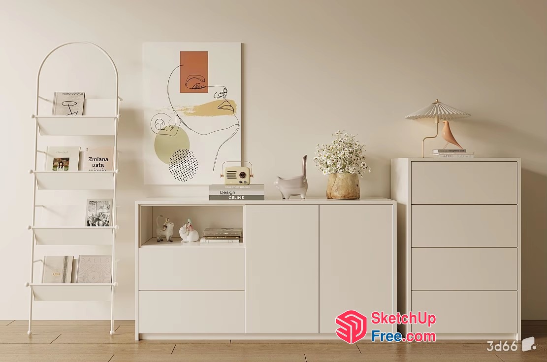 Minimalist White Furniture Arrangement 3D SketchUp File