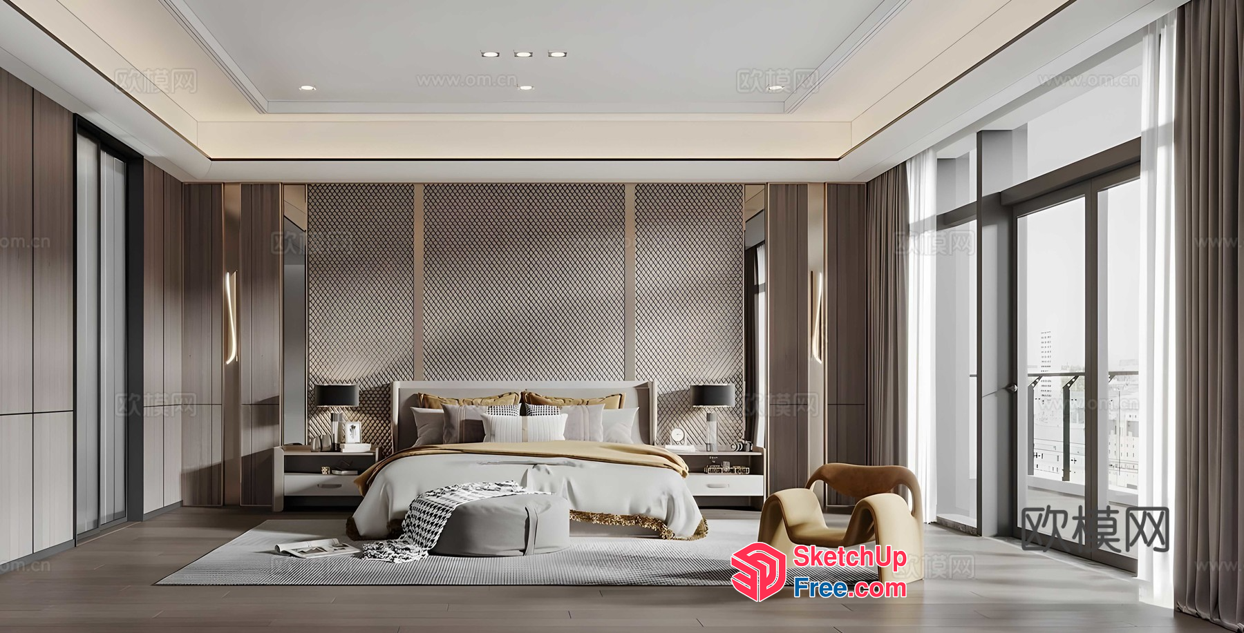 Elegant And Modern Bedroom Design 3D SketchUp File