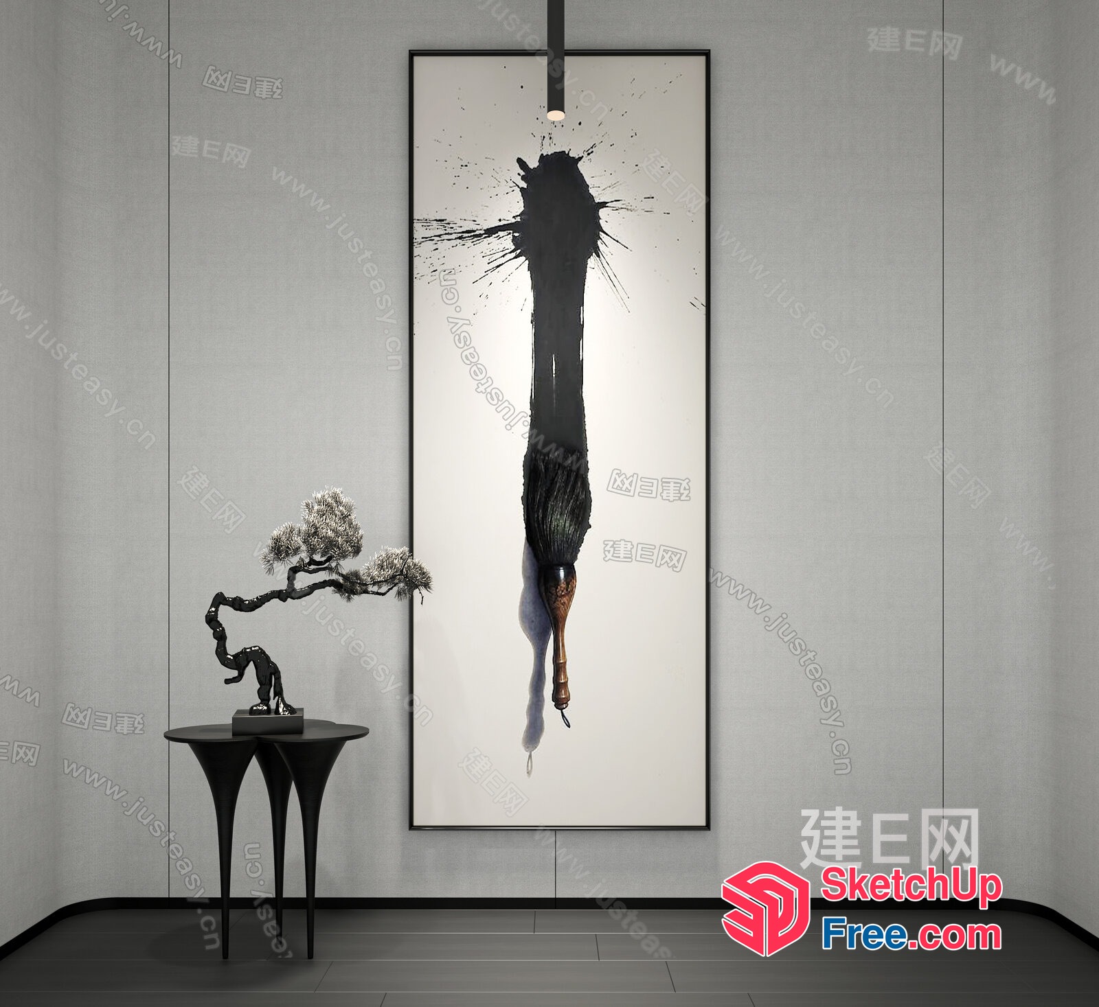 Minimalist Japanese-Style Art Gallery 3D SketchUp File