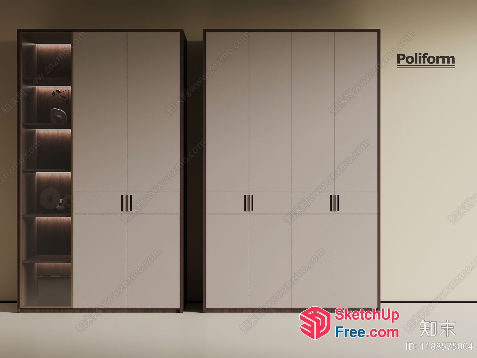 Poliform Wardrobes With Built-In Lighting 3D SketchUp File