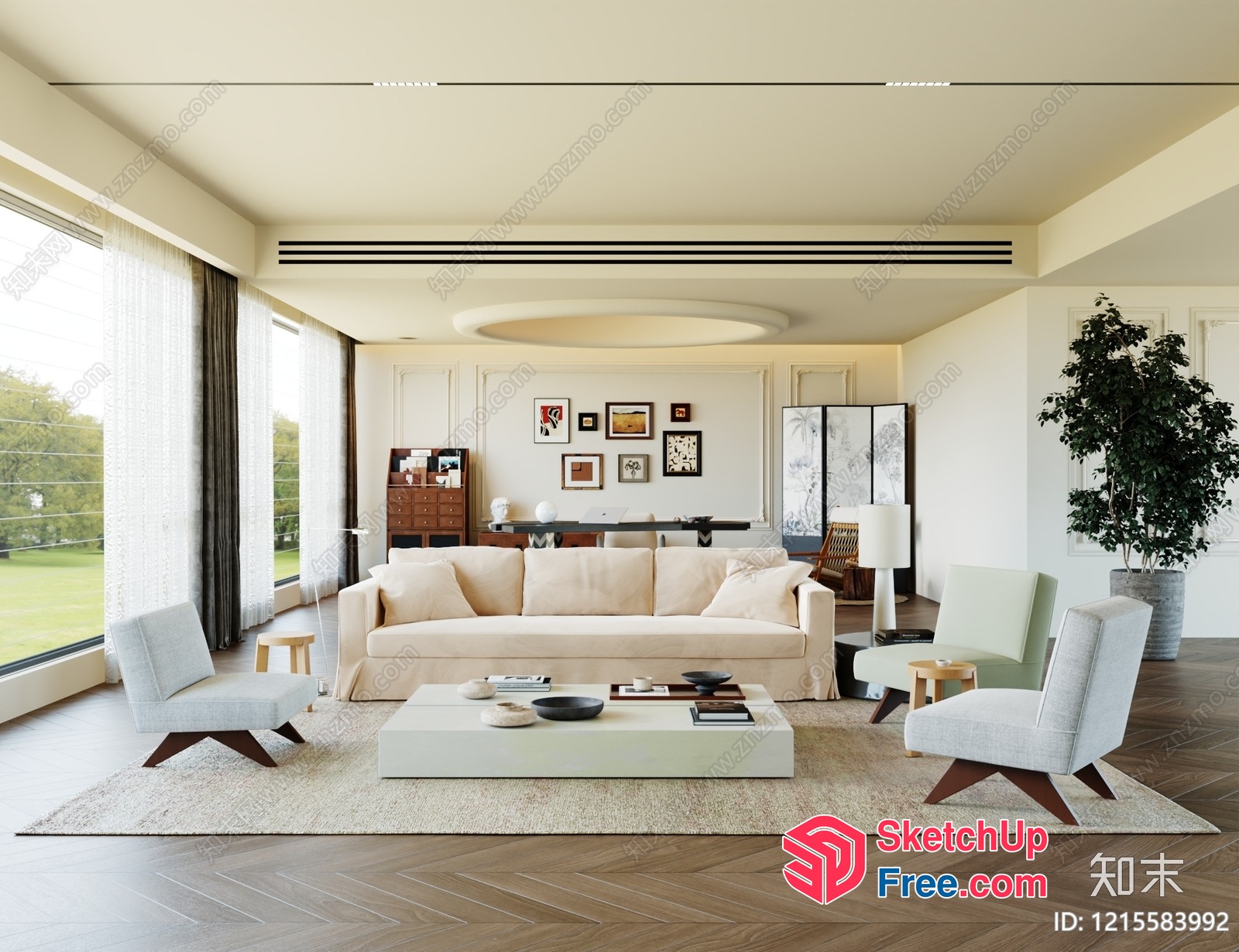 Modern Minimalist Living Room Interior Design 3D SketchUp File