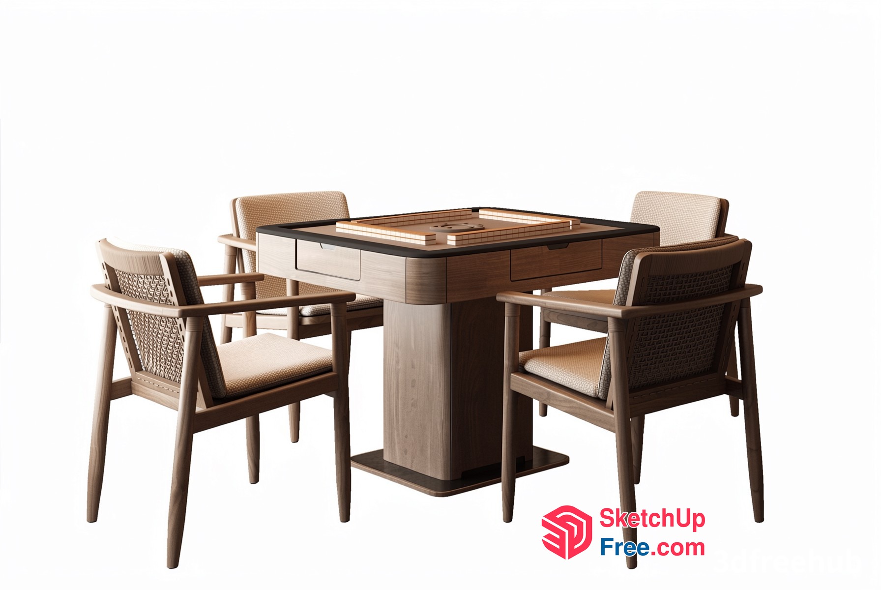 Modern Wooden Dining Table Set 3D SketchUp File