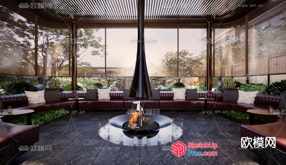 Luxurious Modern Fireplace In A Cozy Living Room 3D SketchUp File